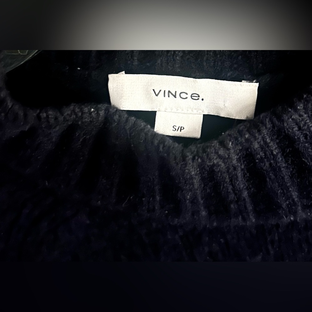 Vince Shrunken 100% Cashmere Mock Neck Sweater Navy Blue Dark Blue Small - Picture 4 of 5